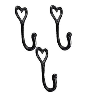 mntt decorative wall mounted basic wrought iron hooks,cast antique organization storage cabinet door hanging hat bathroom key holder rack hanger(3pcs)