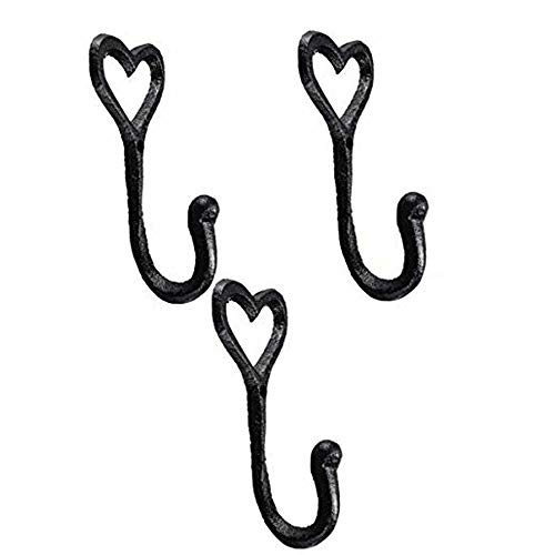 MNTT Decorative Wall Mounted Basic Wrought Iron Hooks,Cast Antique Organization Storage Cabinet Door Hanging Hat Bathroom Key Holder Rack Hanger(3pcs)