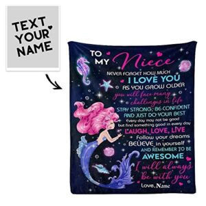 Custom Blanket with Name Text Personalized to My Niece Soft Fleece Throw Blanket for Gifts (50 X 60 inches)