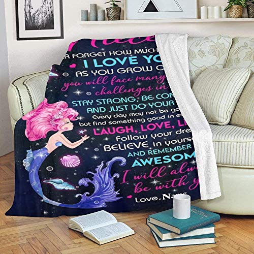 Custom Blanket with Name Text Personalized to My Niece Soft Fleece Throw Blanket for Gifts (50 X 60 inches)