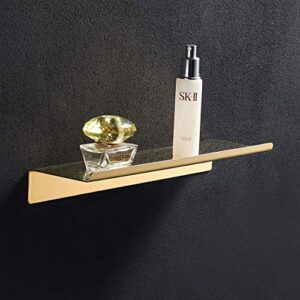 5 Gold Brass Robe Hook and Metal Floating Shelf Gold 15.7 Inches