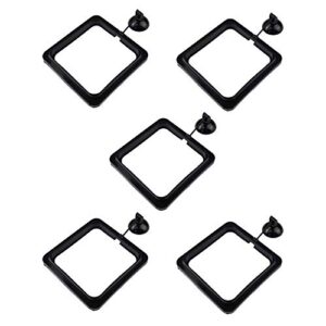 zelerdo 5 pack aquarium fish feeding ring floating food feeder, square shape with suction cup, black
