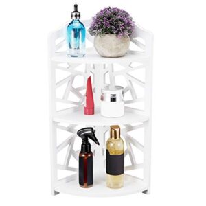 Liyeehao 3 Tier Corner Shelf, PVC Foam Board Small Corner Shelves Large Storage Area Plant Standing Rack, Storage Rack for Small Spaces Bathroom Bedroom Kitchen Garage