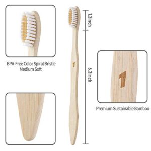 Bamboo Toothbrushes, BPA Free Medium Soft Bristle, Natural Biodegradable Wooden Toothbrush, Pack of 10