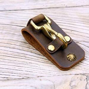 Heavy duty full grain leather belt key clip, retro distressed leather belt key holder - BA05KC