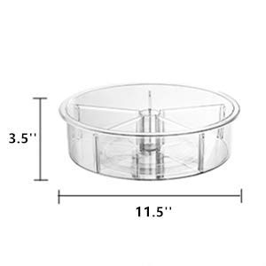 Slideep Plastic Round Lazy Susan Rotating Turntable Food Storage Container for Cabinet, Pantry, Refrigerator, Countertop, Spinning Organizer for Spices, Condiments, Baking Supplies 12'' - 2 Packs