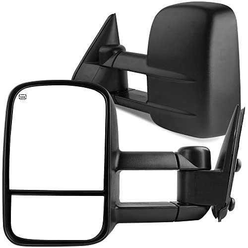 AUTOSAVER88 Towing Mirrors Compatible with 1999-2002 Chevy Silverado GMC Sierra 1500 2500 3500, Power Heated Telescoping Tow Mirrors Pair Set