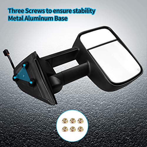 AUTOSAVER88 Towing Mirrors Compatible with 1999-2002 Chevy Silverado GMC Sierra 1500 2500 3500, Power Heated Telescoping Tow Mirrors Pair Set