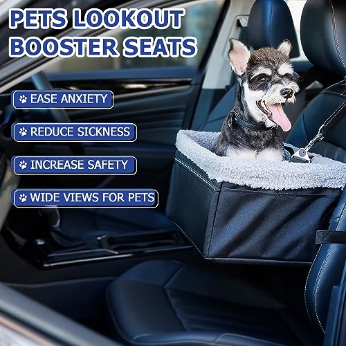 NOVOLAB Dog Car Seat for Small Dogs, Dog Booster Seat with Metal Frame Construction Double-Layer Oxford Puppy Car Seat with Safety Leash, Perfect for Small Pets Dogs Cats