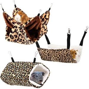 boao 3 pieces small pet cage hammock rat hammock bed small animal hanging hammock hanging tunnel cage leopard hammock bed nest sleeper for hamster ferret small animals