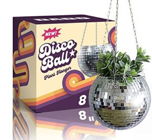 dado 8" disco ball planter - disco planter for indoor plants- disco ball plant hanger - unique plant pots - boho disco ball hanging planter - planters for indoor plants - hanging pots disco ball decor