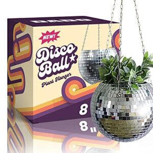 DADO 8" Disco Ball Planter - Disco Planter for indoor plants- Disco Ball Plant Hanger - unique plant pots - Boho Disco Ball hanging planter - Planters for indoor plants - hanging pots disco ball decor