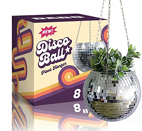 DADO 8" Disco Ball Planter - Disco Planter for indoor plants- Disco Ball Plant Hanger - unique plant pots - Boho Disco Ball hanging planter - Planters for indoor plants - hanging pots disco ball decor