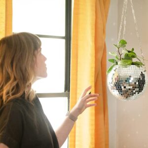 DADO 8" Disco Ball Planter - Disco Planter for indoor plants- Disco Ball Plant Hanger - unique plant pots - Boho Disco Ball hanging planter - Planters for indoor plants - hanging pots disco ball decor