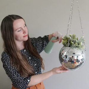 DADO 8" Disco Ball Planter - Disco Planter for indoor plants- Disco Ball Plant Hanger - unique plant pots - Boho Disco Ball hanging planter - Planters for indoor plants - hanging pots disco ball decor