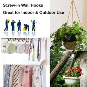 XeeDoo Cup Hooks for Hanging,12 Pack 2 inch Metal Screw in Ceiling Hooks Heavy Duty Brass Plated Hooks Holders for Outdoor Indoor,Gold