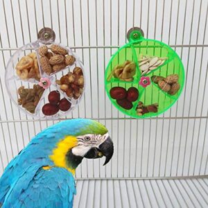 tzou bird feeder, parrot feeder, acrylic foraging wheel pet parrot rotatable bite resistant puzzle toy green