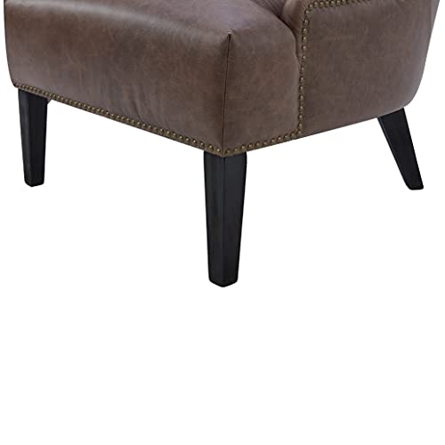 Amazon Basics Kingsolver Tufted Leather Living Room Accent Chair, 28''W, Dark Brown