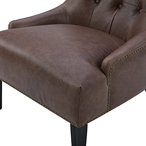 Amazon Basics Kingsolver Tufted Leather Living Room Accent Chair, 28''W, Dark Brown