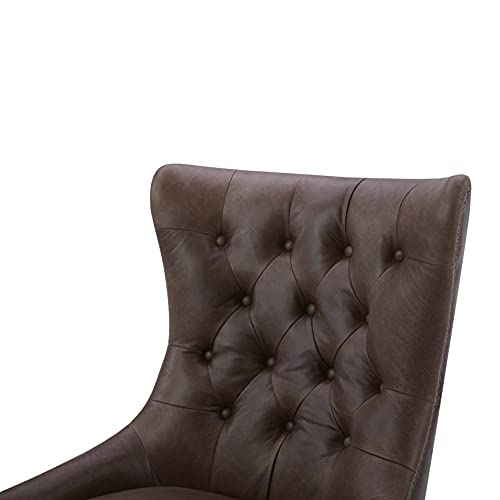 Amazon Basics Kingsolver Tufted Leather Living Room Accent Chair, 28''W, Dark Brown