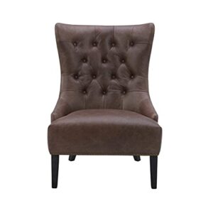 Amazon Basics Kingsolver Tufted Leather Living Room Accent Chair, 28''W, Dark Brown