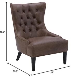 Amazon Basics Kingsolver Tufted Leather Living Room Accent Chair, 28''W, Dark Brown