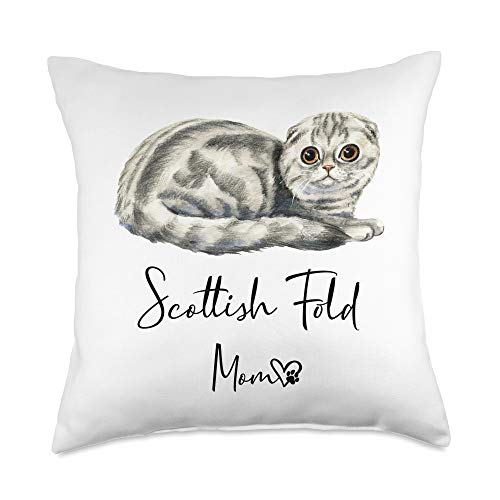 SCOTTISH FOLD Cat Owner Shirts & Gifts Shop Scottish FOLD Mom Cute Cat Mother Kitten Girl Gift Throw Pillow, 18x18, Multicolor