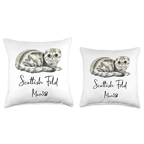 SCOTTISH FOLD Cat Owner Shirts & Gifts Shop Scottish FOLD Mom Cute Cat Mother Kitten Girl Gift Throw Pillow, 18x18, Multicolor