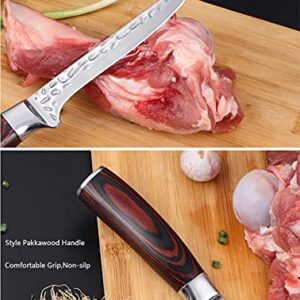 Kitory Boning Knife Forged Filleting Knife Razor sharp High-Carbon Stainless Steel Ergonomic Pakkawood Handle Professional Trimming Knife 7 INCH for Meat and Poultry