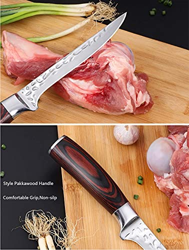 Kitory Boning Knife Forged Filleting Knife Razor sharp High-Carbon Stainless Steel Ergonomic Pakkawood Handle Professional Trimming Knife 7 INCH for Meat and Poultry