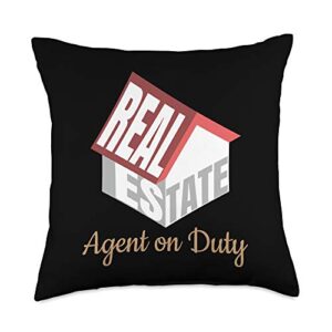uab kidkis real estate agent on duty for realtors houses gift throw pillow, 18x18, multicolor