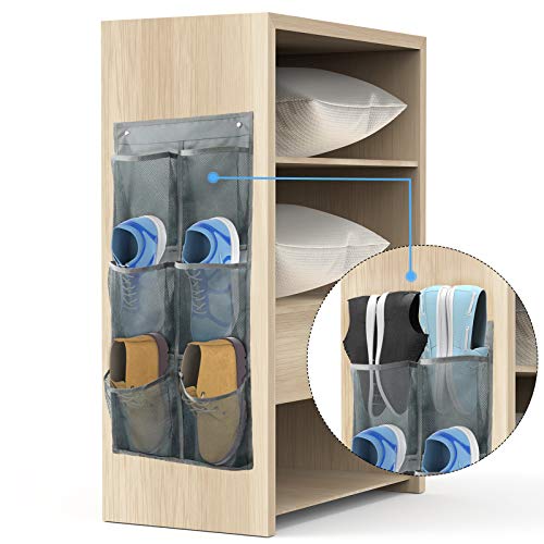 Yocice Wall Mounted Shoes Rack 2Pack/Can Store 6Pairs of Sneakers,with Sticky Hanging Mounts, Shoes Holder Storage Organizer Shelf,Door Shoe Hangers (SM06-Gray-2)