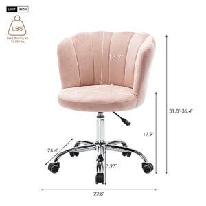 Recaceik Velvet Home Office Chair, Modern Adjustable Swivel Shell Desk Chair for Living Room Upholstered Cute Vanity Chair with Wheels, Comfy Task Chair Accent Chair for Living Room