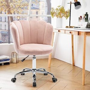 Recaceik Velvet Home Office Chair, Modern Adjustable Swivel Shell Desk Chair for Living Room Upholstered Cute Vanity Chair with Wheels, Comfy Task Chair Accent Chair for Living Room