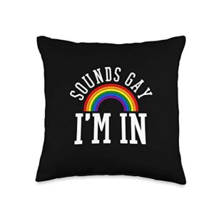 lgbtq - gay pride gifts co. gay pride month lgbtq rainbow lesbian lgbt funny gift throw pillow, 16x16, multicolor