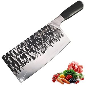kitory meat cleaver heavy duty chinese chefs knife forged butcher knife handmade 8" chopper knife traditional kitchen knife for cutting chopping meats, small bones and vegetables
