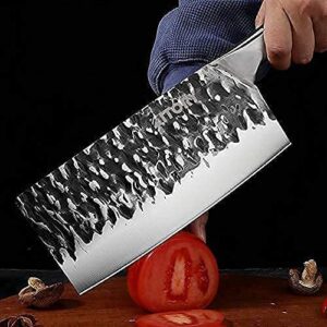 Kitory Meat Cleaver Heavy Duty Chinese Chefs Knife Forged Butcher Knife Handmade 8" Chopper Knife Traditional Kitchen Knife for Cutting Chopping Meats, Small Bones and Vegetables