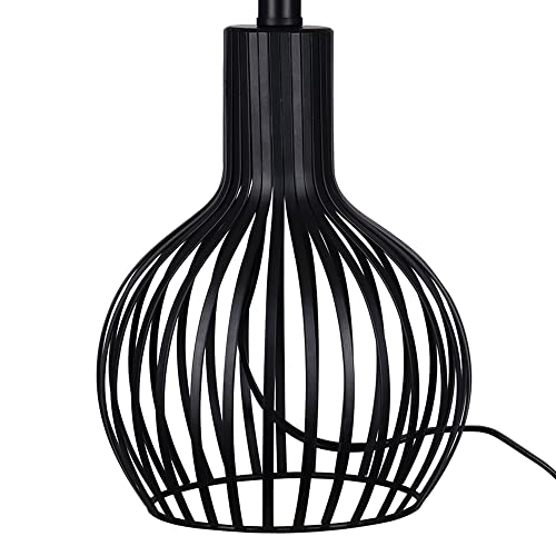 Catalina 23108-001 Farmhouse Metal Cage Base Table Lamp with White Linen Shade, 23", Black
