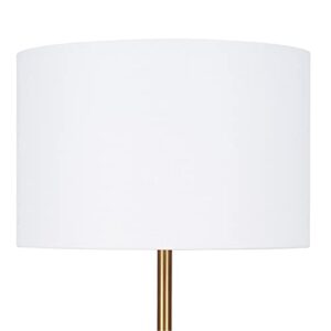 Catalina 23106-001 Modern Marble-Finish Ceramic Table Lamp with White Linen Shade, 19", Antique Brass