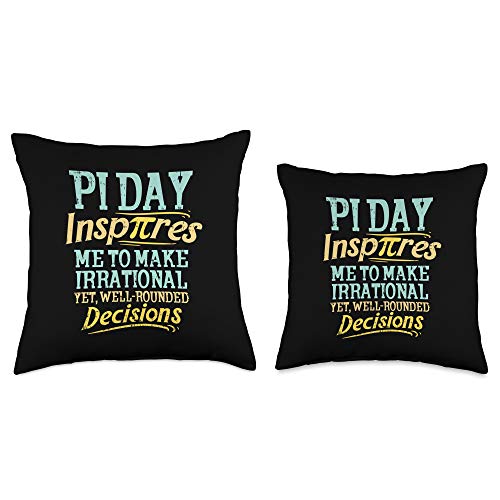 BoredKoalas Funny Pi Day Math Teacher Gifts Funny Inspire Pi Day Motivational Math Student Gift Throw Pillow, 16x16, Multicolor