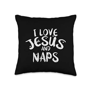 boredkoalas pillows i love jesus and naps christmas christian xmas gift throw pillow, 16x16, multicolor