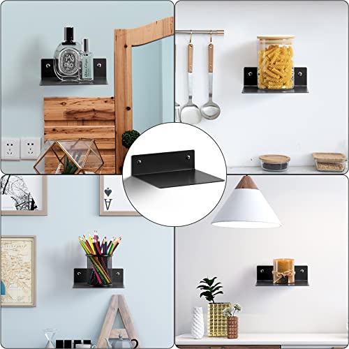 ELSKER&HOME Small Floating Shelf Set of 2 Pack Black, Metal Floating Book Shelves for Wall Mounted,Invisible Bookshelves Suitable for Kids Room, Office, Study Room