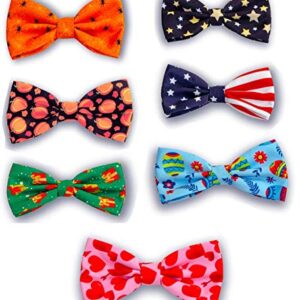 REVEDA Pet Bow Ties Set for Dogs and Cats, Detachable & Adjustable, Holidays Theme, Pet Collars Dog Grooming Accessories, Colorful Neck Tie for Small, Medium, Large Dogs