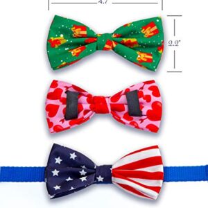 REVEDA Pet Bow Ties Set for Dogs and Cats, Detachable & Adjustable, Holidays Theme, Pet Collars Dog Grooming Accessories, Colorful Neck Tie for Small, Medium, Large Dogs