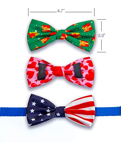 REVEDA Pet Bow Ties Set for Dogs and Cats, Detachable & Adjustable, Holidays Theme, Pet Collars Dog Grooming Accessories, Colorful Neck Tie for Small, Medium, Large Dogs