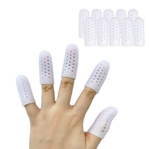 jrery-key 10 pcs silicone finger protectors for wounds new breathable finger caps with holes for finger cracking, eczema, trigger fingers, blisters, corns, broken toe (women & men)