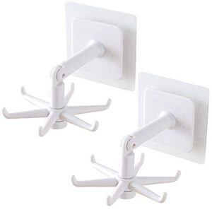 self-adhesive kitchen hooks for hanging 360° rotating, waterproof utility hook kitchen towel hooks suction cup hook holder for bathroom home, stick on wall door cabinet hook for hanging (white)