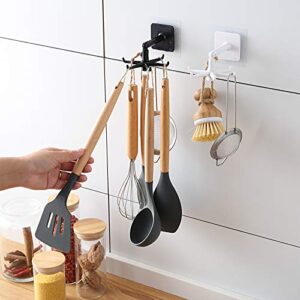 Self-Adhesive Kitchen Hooks for Hanging 360° Rotating, Waterproof Utility Hook Kitchen Towel Hooks Suction Cup Hook Holder for Bathroom Home, Stick on Wall Door Cabinet Hook for Hanging (White)