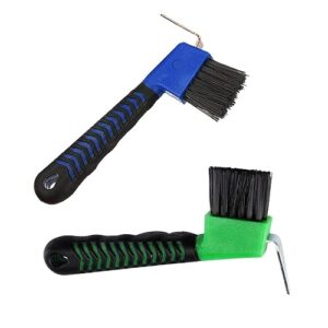 horse hoof pick brush with soft touch rubber handle,portable hoofpick(random colors 2 pieces)