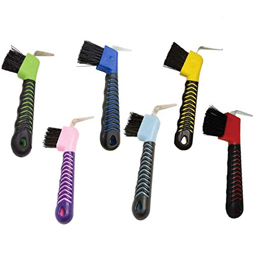 Horse Hoof Pick Brush with Soft Touch Rubber Handle,Portable Hoofpick(Random Colors 2 Pieces)
